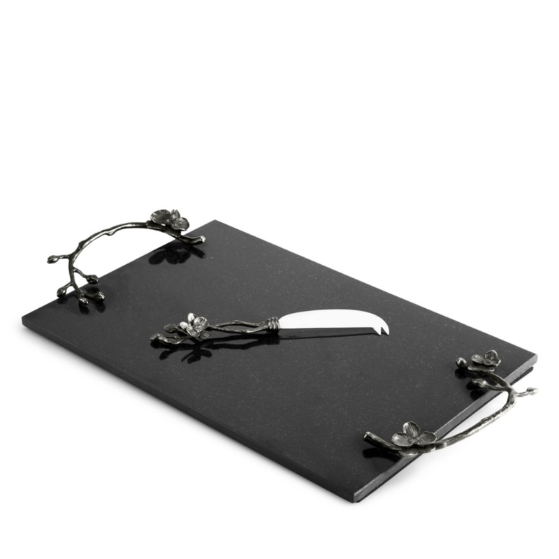 Michael Aram Black Orchid Cheese Board & Knife in Black Nickelplate