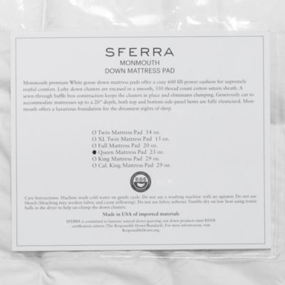 Monmouth Down Mattress Pad, Queen