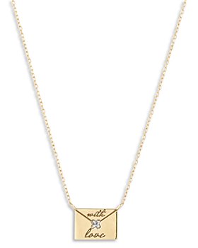 Adina Reyter - 14K Yellow Gold Paris Diamond With Love Envelope Pendant Necklace, 15-16"