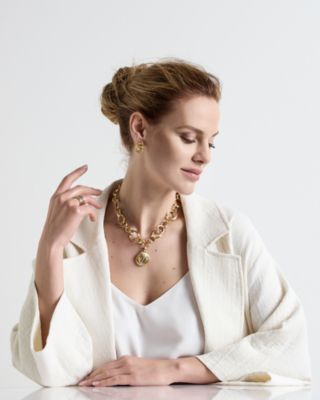 18K Yellow Gold Jaipur Link Chain Statement Necklace, 17.75&amp;quot;