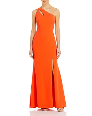 Aqua One Shoulder Cutout Gown - 100% Exclusive In Orange