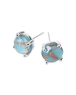 IPPOLITA STERLING SILVER ROCK CANDY BRONZE TURQUOISE COMPOSITE & ROCK CRYSTAL DOUBLET STUD EARRINGS