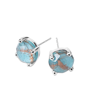 Ippolita Sterling Silver Rock Candy Bronze Turquoise Composite & Rock Crystal Doublet Stud Earrings In Blue/silver