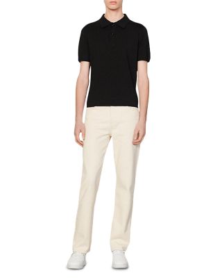 Sandro Pablo Knit Polo Shirt In Black