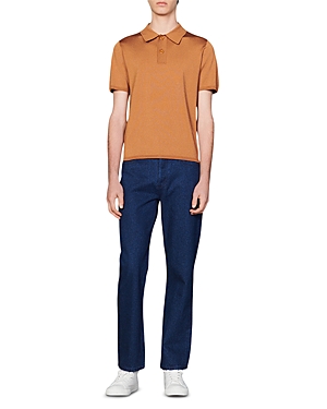 Sandro Short-sleeve Pointed-collar Polo Shirt In Camel