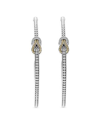 18K Yellow Gold & Sterling Silver Newport Diamond Knot Large Hoop Earrings