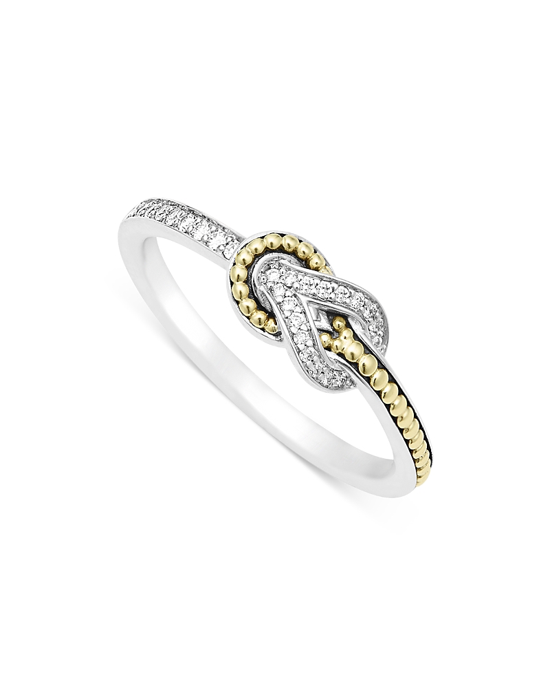 Lagos 18K Yellow Gold & Sterling Silver Newport Diamond Knot Petite Ring