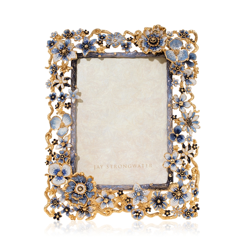 Jay Strongwater Indigo Cluster Flower Frame, 5" X 7" In Deflt Garden