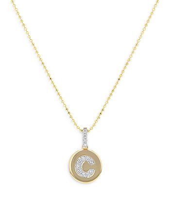 Bloomingdale's - Diamond Accent Initial "C" Disc Pendant Necklace in 14K Yellow Gold, 0.05 ct. t.w. - 100% Exclusive