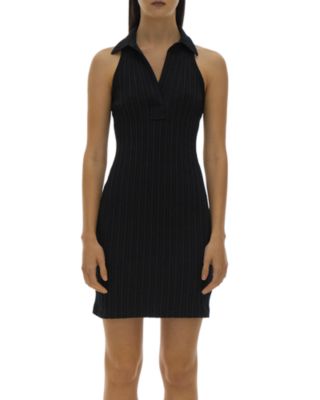 Helmut Lang Women's Ribbed Polo Mini Dress - Black - Size Large