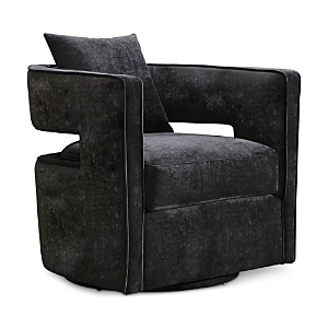 Tov Furniture Kennedy Velvet Swivel Chair In Black