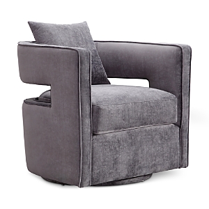 Tov Furniture Kennedy Velvet Swivel Chair In Gray