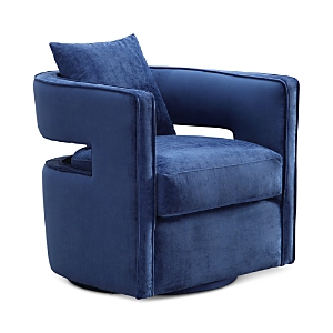 Tov Furniture Kennedy Velvet Swivel Chair In Navy
