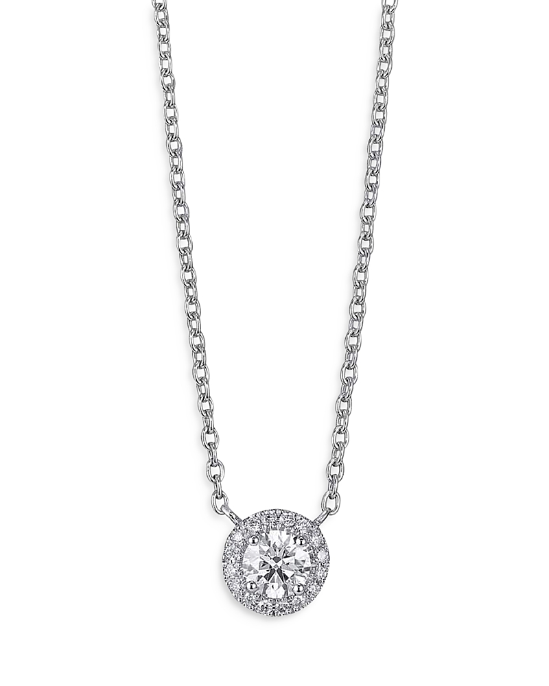 Lightbox Jewelry Lightbox Basics Lab Grown Diamond Halo Pendant Necklace in 10K White Gold, 0.75 ct. t.w. - 100% Exclusive