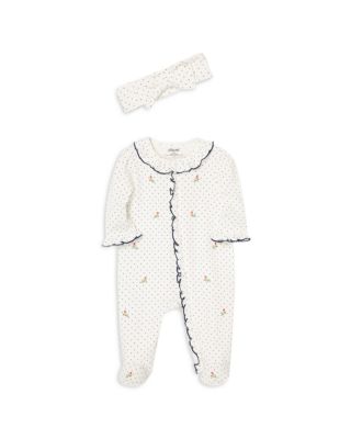 Girls' Dotted Rosebud Footie & Headband Set - Baby