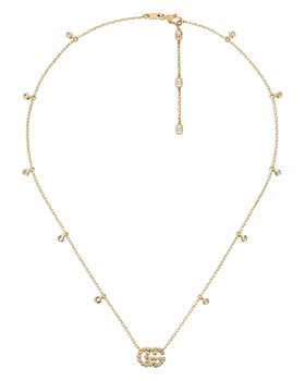 Gucci - 18K Yellow Gold Running G Diamond Pendant Necklace, 14.5"