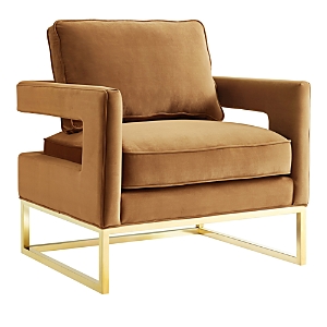 Shop Tov Furniture Avery Velvet Chair In Cognac/polished Gold Base