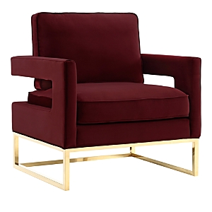 Tov Furniture Avery Velvet Chair In Maroon/polished Gold Base