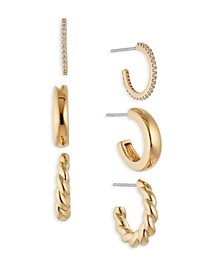 Nadri Golden Hour Pave Huggie Hoop Earrings, Set of 3