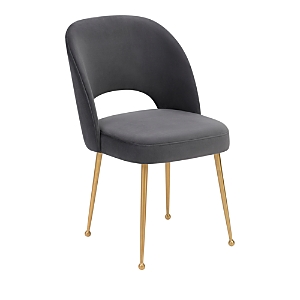 Tov Furniture Swell Velvet Chair In Dark Gray/gold
