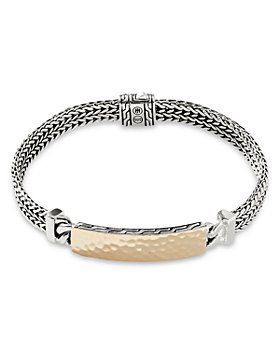JOHN HARDY - 18K Yellow Gold & Sterling Silver Classic Chain Hammered Plate Chain Bracelet