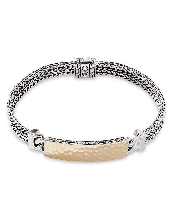 JOHN HARDY - 18K Yellow Gold & Sterling Silver Classic Chain Hammered Plate Chain Bracelet