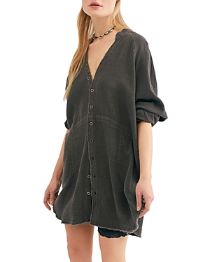 Free People Cotton Summer Daydream Shirt In Washed Black