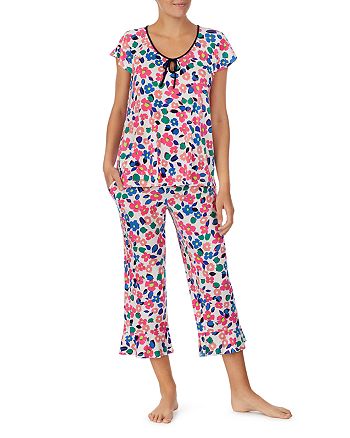 kate spade new york Short Sleeve Printed Cropped Pajama Set | Bloomingdale's