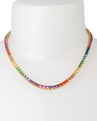 Rainbow Crystal Tennis Necklace, 16"
