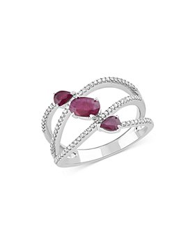 Bloomingdale's - Ruby & Diamond Crossover Ring in 14K White Gold - 100% Exclusive