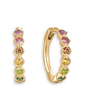 18K Gold Filled Oval Ruby Topaz Rectangle Gemstone Cocktail Lady Hoop Earrings 