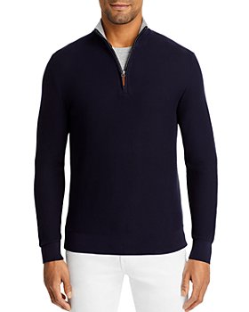 The Men's Store at Bloomingdale's - Cotton Tipped Textured Birdseye Regular Fit Half Zip Mock Neck Sweater - 100% Exclusive