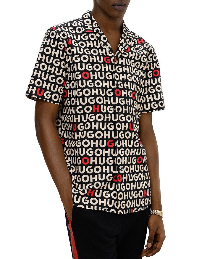 Sleeve Bloomingdale\'s HUGO Shirt Ellino Logo Fit Relaxed Short Print |