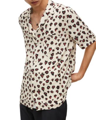 ALLSAINTS Romansu Heart Print Short Sleeve Shirt | Bloomingdale's