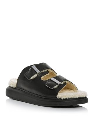 New Alexander McQueen double buckle brown shearling slides Alexander McQueen Shearling Slides - Brown Sandals, Shoes  main image 4
