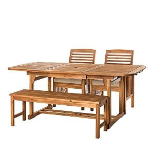 Walker Edison 4 Piece Patio Dining Table Set In Brown