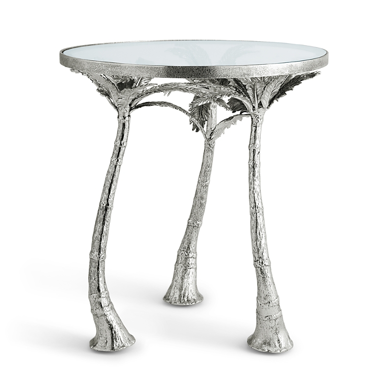 Michael Aram Palm Accent Table, Nickel In Silver