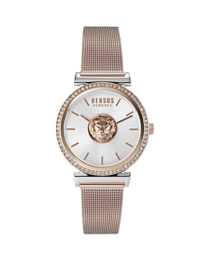 Versus Brick Lane Mesh Strap Watch, 34mm In Silver/rose Gold