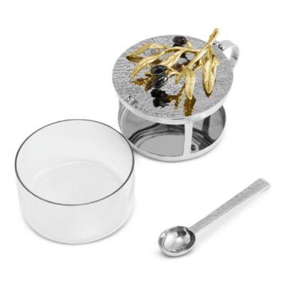 Olive Branch Condiment Container with Spoon