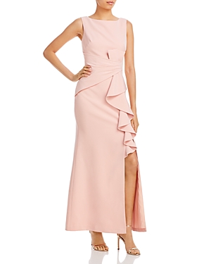 Eliza J Sleeveless Cascading-ruffle Gown In Blush