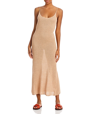 Onia Sleeveless Linen Sweater Maxi Dress In Tan