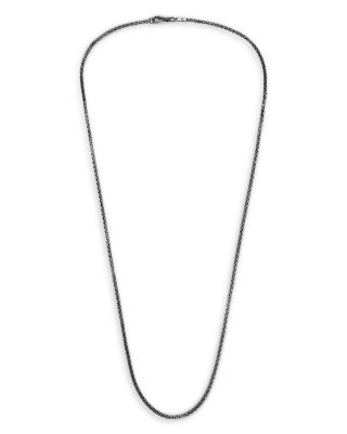 Men's Classic Chain Silver 2.7mm Box Chain Necklace with Satin Matte Black Rhodium, 24"