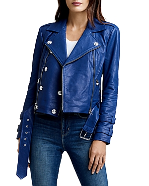 L Agence L'agence Billie Belted Leather Jacket In Pacific Blue