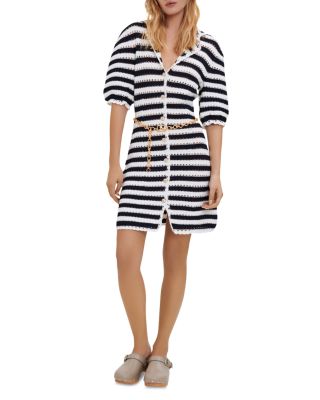 Maje Rosette Striped Crochet Look Dress | Bloomingdale's Women