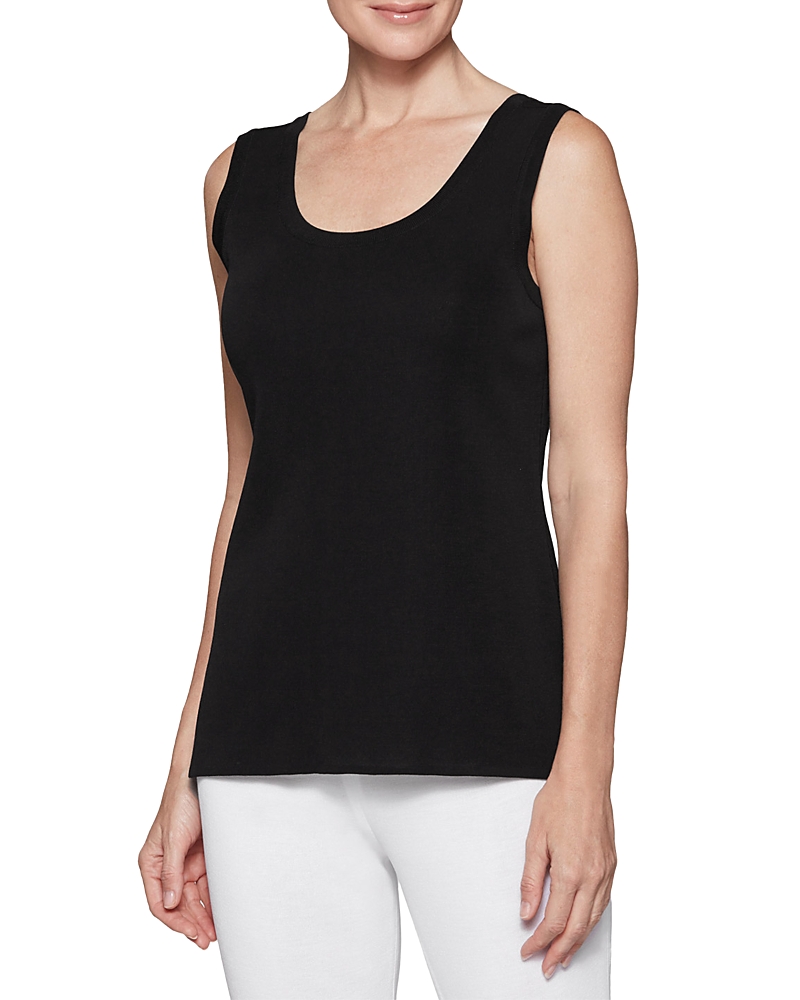 Misook Sparkle Scoop-neck Tank In Black