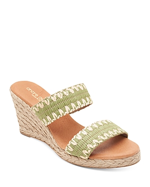 Andre Assous Women's Nolita Raffia Espadrille Wedge Sandals In Green Moss