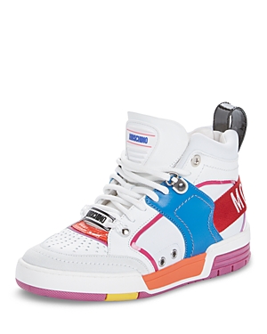 Moschino Women's Streetball High Top Sneakers In White Multi