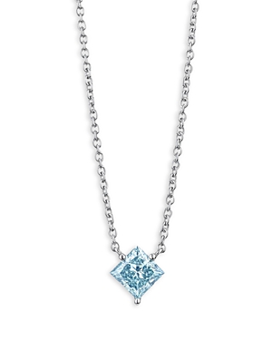 Lightbox Jewelry Lightbox Basics™ Lab Grown Blue Diamond Solitaire Pendant Necklace In 10k White Gold, 16-18" - 100% In Blue/white