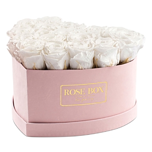 Rose Box Nyc Large Pink Heart Box In Pure White