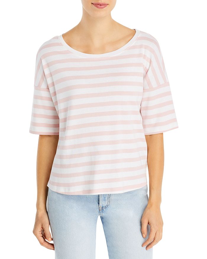 Three Dots Striped Boat Neck Tee | Bloomingdale's